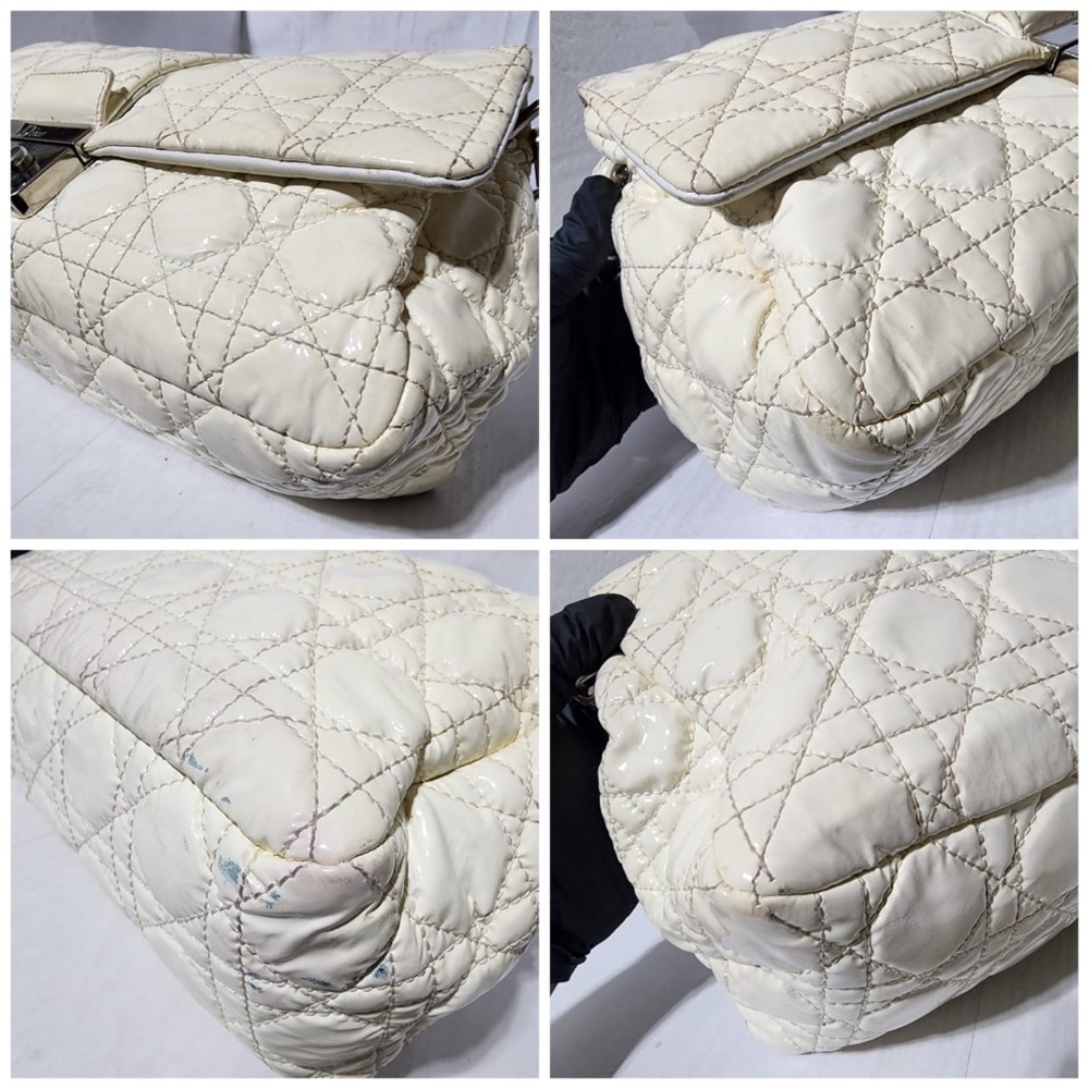 Authentic CHRISTIAN DIOR Lambskin Patent Cannage New Lock Flap Shoulder Bag - Picture 12 of 16